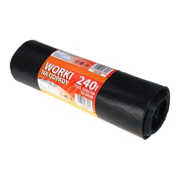 Waste sacks LDPE 240l HoReCa+ black, 10 pieces per roll