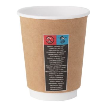 Paper cup kraft/white PAP/PE DW 300ml pack - 25 pcs.