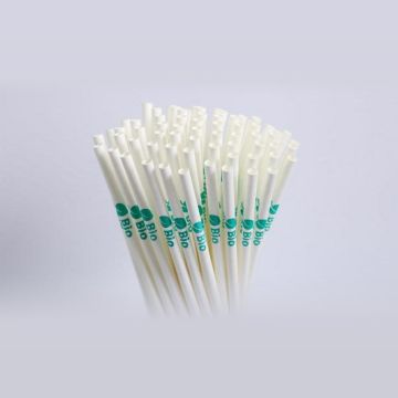 Słomki papierowe śr.6mm dł 20cm BIO białe z narukiem BIO, op.250szt (k/28) TnG