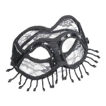Carnival mask BLACK with fringes