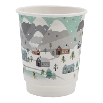 Kubek papierowy dwuwarstwowy 300ml – świąteczny nadruk