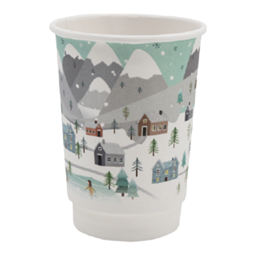 PAP/PE DW 400 ml mug with WINTER print, pack of 20 (k/20), diameter 90 mm, SUP