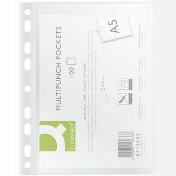 Koszulki na dokumenty Q-CONNECT, PP, A5, krystal, 50mikr., 100szt.