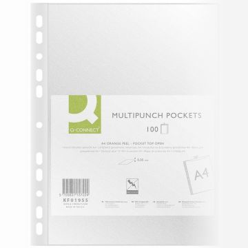 Koszulki na dokumenty Q-CONNECT, PP, A4, groszkowe, 50mikr., 100szt.