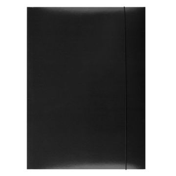 Elasticated File OFFICE PRODUCTS, cardboard, A4, 300gsm, 3 flaps, black