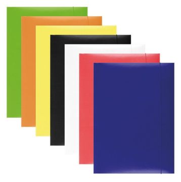 Elasticated File OFFICE PRODUCTS, cardboard, A4, 300gsm, 3 flaps, assorted colours