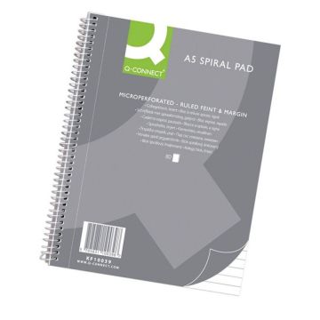 Spiral Notebook Q-CONNECT, A5, ruled, 80sheets, 70gsm, perforation