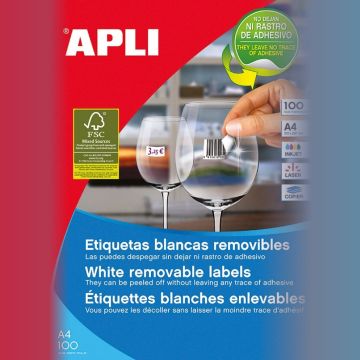 Removable Labels APLI 17. 8x10. 0mm, rounded, white, 25 sheets