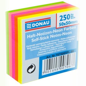 Mini Kostka samoprzylepna DONAU, 50x50mm, 1x250 kart., neonowa