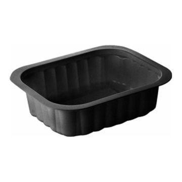 T B 137/113/1 H35 R, heat-sealed, pack of 300, 350ml, height 3.5cm, black, undivided, ribbed, SIDE DISH