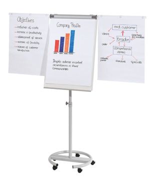 Flipchart Mobile Easel FRANKEN, 68x110cm, Magnetic Dry-wipe Board, with Extending Display Arms
