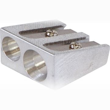 Pencil Sharpener DONAU, aluminium, double hole, blister, 2pcs