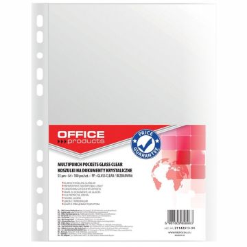 Koszulki na dokumenty OFFICE PRODUCTS, PP, A4, krystal, 55mikr., 100szt.