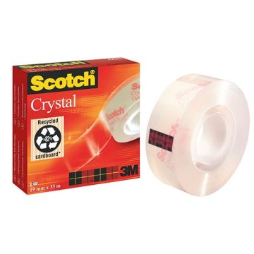 Office tape, SCOTCH® Crystal Clear (600), transparent/clear, 19mm, 33m, in a box