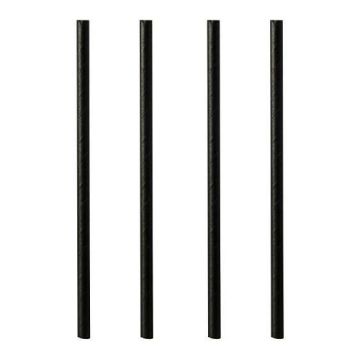 Słomki papierowe śr.7mm dł 16cm czarne op.250szt (k/24) konf. w papierku TnG