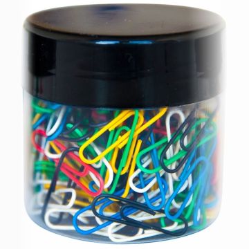 Spinacze okrągłe Q-CONNECT, 28mm, 150szt., w plastikowym słoiku, mix kolorów