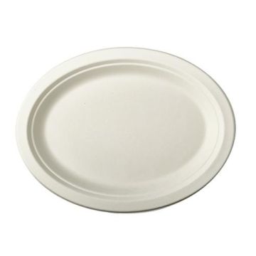 Talerz z trzciny cukrowej owalny 26cm op. 50szt. biały 26x20x2 (k/4) mały owal