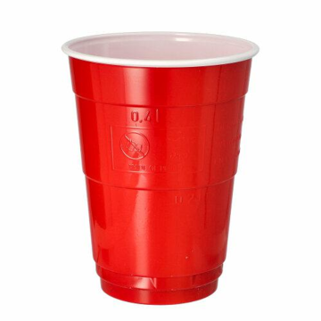 PS beer mug 0.4 l, pack of 10 (k/16), red