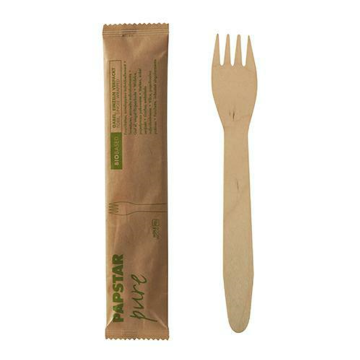Konfekcja widelec 15,5cm DREWNO op.50szt. PURE pojedynczo pakowane (k/10)