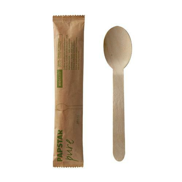 Konfekcja łyżka 16cm DREWNO papier op.50szt. PURE pojedynczo pakowana (k/10)