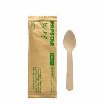 Łyżeczka deser 11cm DREWNO konfekcja op.50szt. PURE pojedynczo pakowana (k/10)