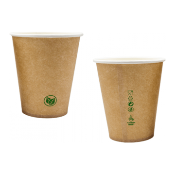 PAP/BIO SW 180 ml Kraft Paper Cup, pack of 50 (case of 20), diameter 70 mm, PLASTIC FREE