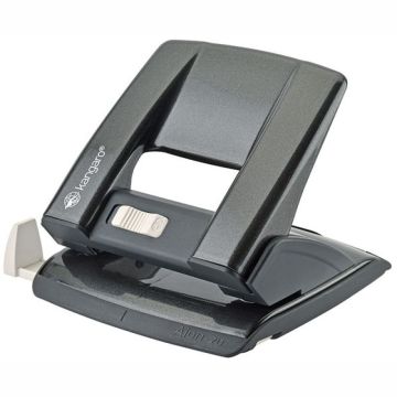 Hole punch, KANGARO Aion-20G/S, punches up to 10 sheets, metal, in a PP box, metallic grey