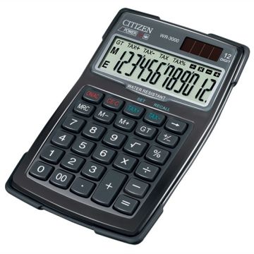 CITIZEN WR-3000 Waterproof 12-digit Black Calculator