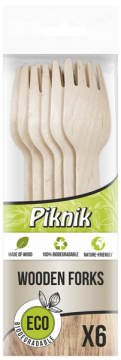 GRILL & PIKNIK wooden forks op.6szt (k/80)