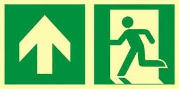 Direction to the emergency exit - up the left-hand side CE - 150 x 300mm AE090CEFE