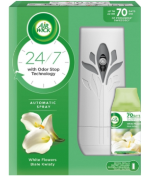Odświeżacz automat AIR WICK freshmatic +wkład Białe Kwiaty 250ml KOMPLET