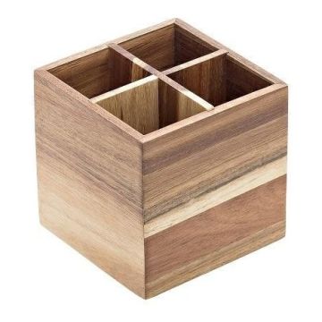 Acacia - cutlery and napkin holder with 4 compartments, 15x15x15h cm, 1pc. (8)