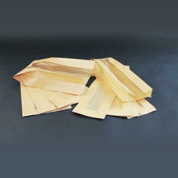 Brown folded bag with window 350x160x75mm, 1000pcs.