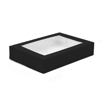 Black sushi box with window 260x190 mm OP-11