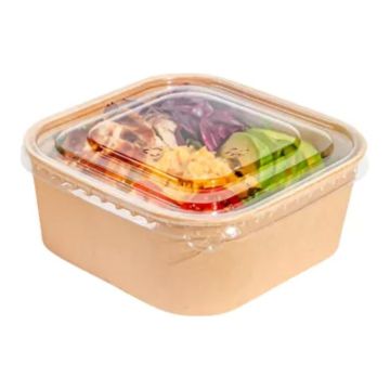 Square Bowl with rPET Lid, 170x170 mm, pack of 50 (case of 6)