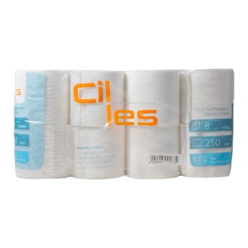 Toilet paper 27.5m white, cellulose, 3W, pack of 8 rolls. Cilles (bag./8op.)