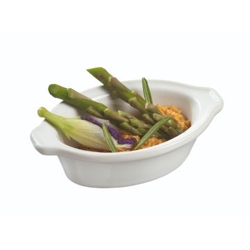 Finger food porcelana pucharek owalny brytfanna 88x53mm biały, op.12szt. (k/12)