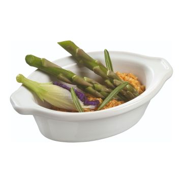 Finger food porcelana pucharek owalny brytfanna 88x53mm biały, op.12szt. (k/12)