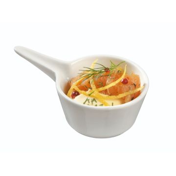 Finger food porcelana pucharek okrągły z uchwytem 93x56mm biały, op.12szt. (k/12)