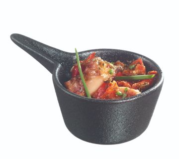 Finger food porcelana pucharek okrągły z uchwytem 93x56mm czarny, op.12szt. (k/12)