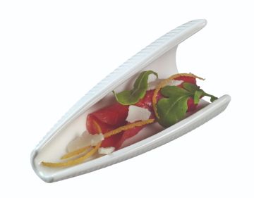 Finger food porcelana talerzyk owalny 95x45mm biały, op.6szt. (k/24)