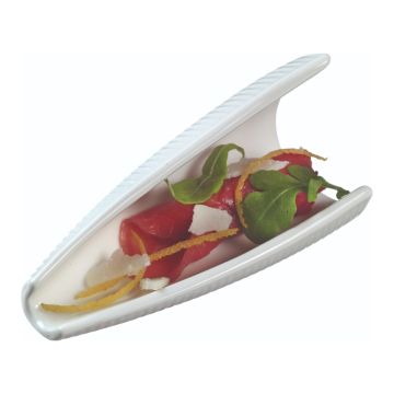 Finger food porcelana talerzyk owalny 95x45mm biały, op.6szt. (k/24)