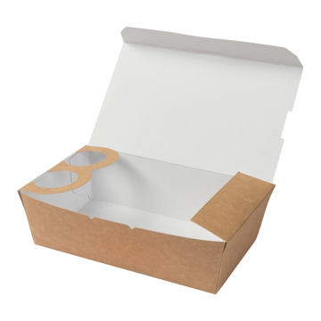 TAKEAWAY box with dip holder 1000ml, with a lid, op.250szt, 195x115x55mm, coated with bio-wax