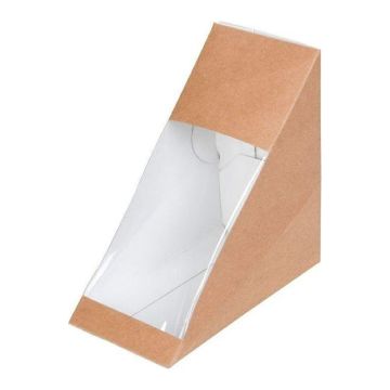 Kraft sandwich box 68mm, PLA window 150pcs. (k/4) biodegradable