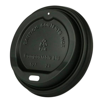 80mm C-PLA cup lid black 50pcs biodegradable (k/20)