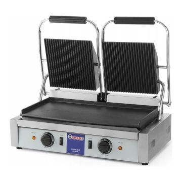 Grill kontaktowy podwójny - góra ryflowana dół gładki kod 263808