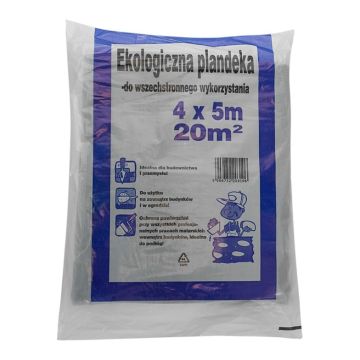 Folia malarska LDPE 4m x 5m gruba, 30 mikronów, cena za 1 sztuke