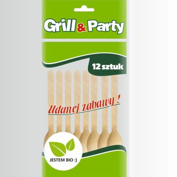 GRILL & PARTY BIO łyżeczki drewniane op.12szt (k/100)