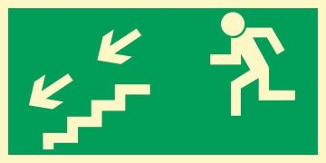 Direction to exit stairway down left CE - 150 x 300mm AA005CEPS