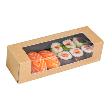 SUSHI box 14x8x4.5cm, pack of 50, kraft/black OP-01